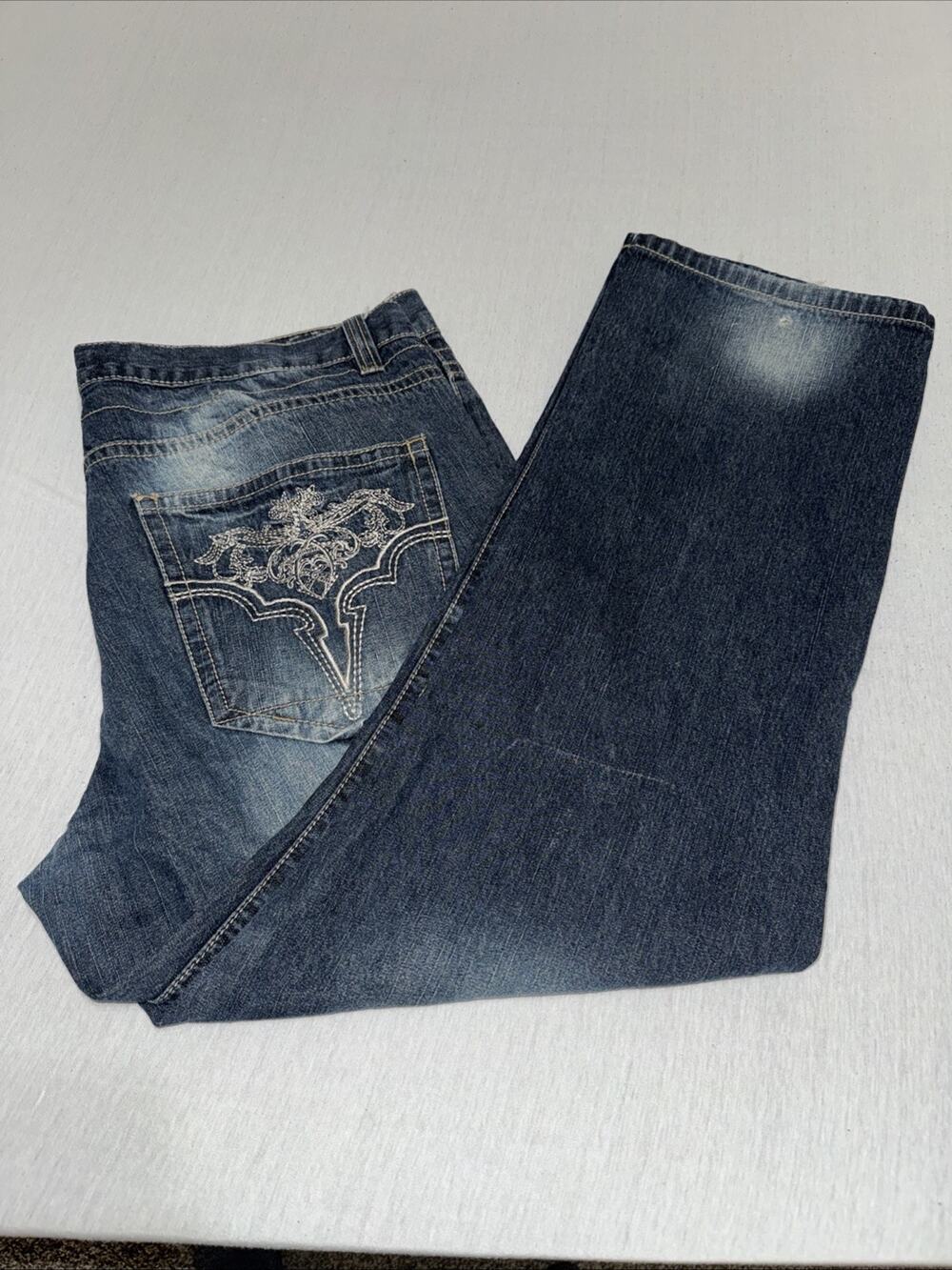 Avirex Jeans Mens 40x32 Blue Wide Loose Baggy Hip Hop Skater Embroidered VTG